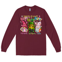 Burgundy Happiness All Around Happy Valentines Patrick East Long Sleeve Tee - CowhideDigitalArt