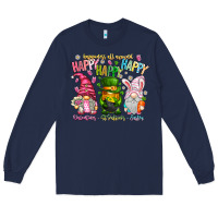 Navy Happiness All Around Happy Valentines Patrick East Long Sleeve Tee - CowhideDigitalArt