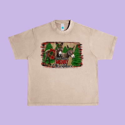 Donkey Christmas Urban Heavy Tee Designed By Jasminsmagicworld