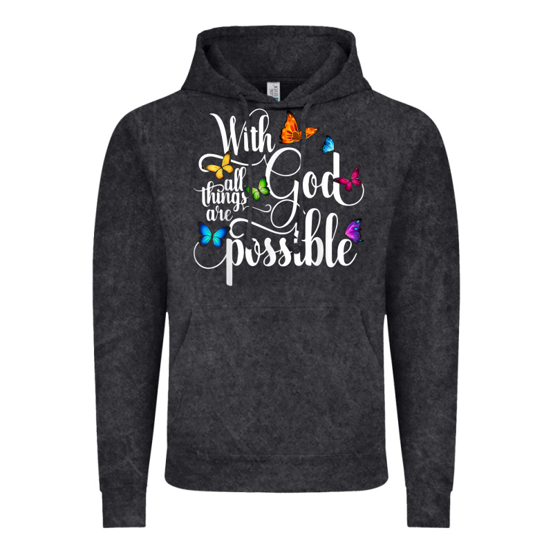 With God All Things Are Possible  Religious Butterfly Art Vintage Hoodie by InspiraDesign | Teevron