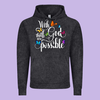 With God All Things Are Possible  Religious Butterfly Art Vintage Hoodie Designed By Inspiradesign