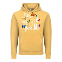 Vintage Mustard With God All Things Are Possible  Religious Butterfly Art Vintage Hoodie - InspiraDesign