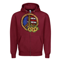 Burgundy Peace Sign Zipper Hoodie - JahusDesignShop