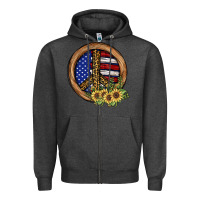 Charcoal Heather Peace Sign Zipper Hoodie - JahusDesignShop