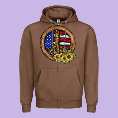 Peace Sign Zipper Hoodie Designed By Jahusdesignshop