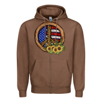 Chestnut Peace Sign Zipper Hoodie - JahusDesignShop