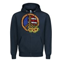 Navy Peace Sign Zipper Hoodie - JahusDesignShop