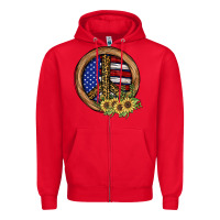 Red Peace Sign Zipper Hoodie - JahusDesignShop
