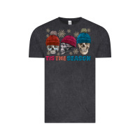 Vintage Black tis the season skull winter Vintage Tee - FaDigitalArtStudio