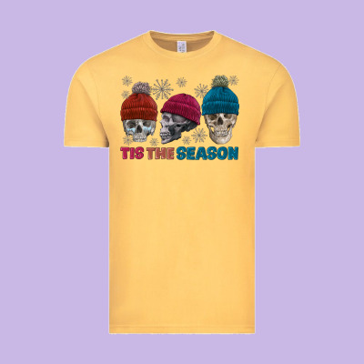 Tis The Season Skull Winter Vintage Tee Designed By Fadigitalartstudio