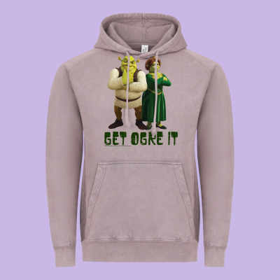 Shrek Fiona & Shrek Get Ogre It Text Poster Vintage Hoodie Designed By Inspiradesign