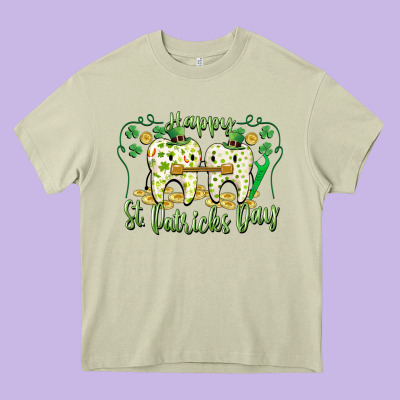 Happy St. Patrick's Day Tooth Dentist Heavy Core Tee Designed By Cowgirlartshop