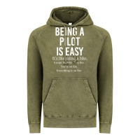 Vintage Olive Funny Pilot Gift Being A Pilot Is Easy Vintage Hoodie - ArtChic