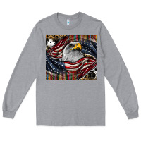 Heather Grey American eagle Long Sleeve Tee - CowhideDigitalArt