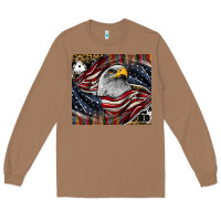 Toasted Coconut American eagle Long Sleeve Tee - CowhideDigitalArt