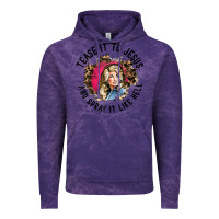 Cloud Purple tease it to jesus and spray it like hell leopard western raglan baseba Vintage Hoodie - ArtChic
