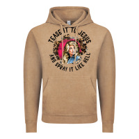 Vintage Coffee tease it to jesus and spray it like hell leopard western raglan baseba Vintage Hoodie - ArtChic