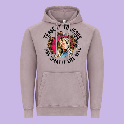 Tease It To Jesus And Spray It Like Hell Leopard Western Raglan Baseba Vintage Hoodie Designed By Artchic