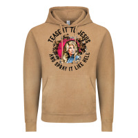 Vintage Camel tease it to jesus and spray it like hell leopard western raglan baseba Vintage Hoodie - ArtChic