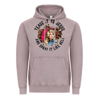 Vintage Zinc tease it to jesus and spray it like hell leopard western raglan baseba Vintage Hoodie - ArtChic