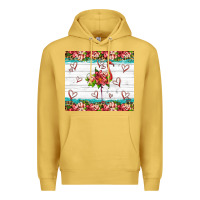 Antique Gold flamingo with tropical flowers Premium Hoodie - Artiststas