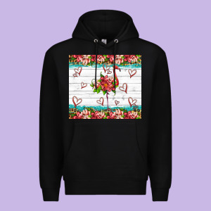 Flamingo With Tropical Flowers Premium Hoodie Designed By Artiststas