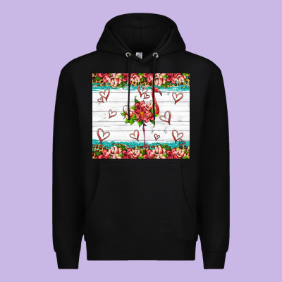 Flamingo With Tropical Flowers Premium Hoodie Designed By Artiststas