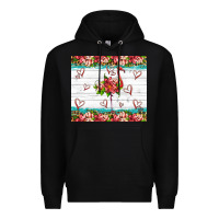 Black flamingo with tropical flowers Premium Hoodie - Artiststas