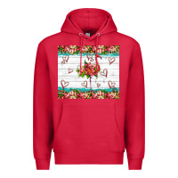 Cardinal flamingo with tropical flowers Premium Hoodie - Artiststas