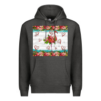 Charcoal Heather flamingo with tropical flowers Premium Hoodie - Artiststas