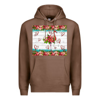 Chestnut flamingo with tropical flowers Premium Hoodie - Artiststas