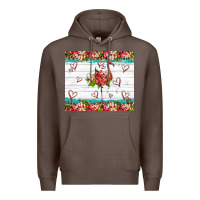 Coffee flamingo with tropical flowers Premium Hoodie - Artiststas