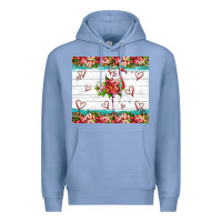 Colony Blue flamingo with tropical flowers Premium Hoodie - Artiststas