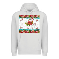Dove Grey flamingo with tropical flowers Premium Hoodie - Artiststas