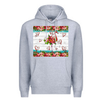 Heather Grey flamingo with tropical flowers Premium Hoodie - Artiststas
