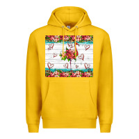 Lemon flamingo with tropical flowers Premium Hoodie - Artiststas