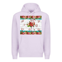 Lilac flamingo with tropical flowers Premium Hoodie - Artiststas