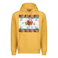 Mustard flamingo with tropical flowers Premium Hoodie - Artiststas