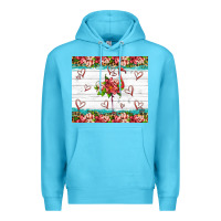 Ocean Blue flamingo with tropical flowers Premium Hoodie - Artiststas