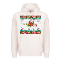 Pale Pink flamingo with tropical flowers Premium Hoodie - Artiststas