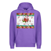 Purple flamingo with tropical flowers Premium Hoodie - Artiststas