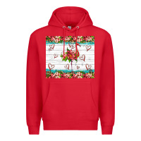 Red flamingo with tropical flowers Premium Hoodie - Artiststas