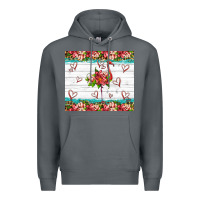 Rock flamingo with tropical flowers Premium Hoodie - Artiststas