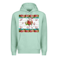 Seafoam flamingo with tropical flowers Premium Hoodie - Artiststas