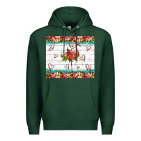 Sports Green flamingo with tropical flowers Premium Hoodie - Artiststas
