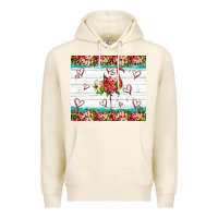 Tofu flamingo with tropical flowers Premium Hoodie - Artiststas