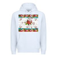 White flamingo with tropical flowers Premium Hoodie - Artiststas