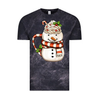 Cloud Black Christmas Snowman Coffee Cup Vintage Tee - FaDigitalArtStudio