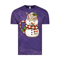 Cloud Purple Christmas Snowman Coffee Cup Vintage Tee - FaDigitalArtStudio