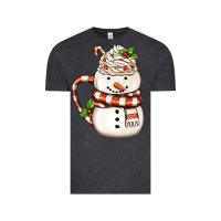 Vintage Black Christmas Snowman Coffee Cup Vintage Tee - FaDigitalArtStudio